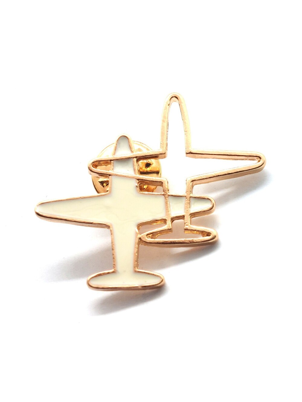 White Airplane Outline Pin Aviation Travel Enthusiast Modern Minimal Gift